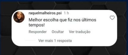 Depoimento de Raquel Malheiros: melhor escolha dos últimos tempos