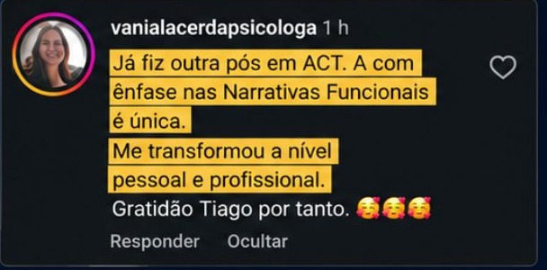 Depoimento de Vânia Lacerda sobre a pós-graduação em ACT